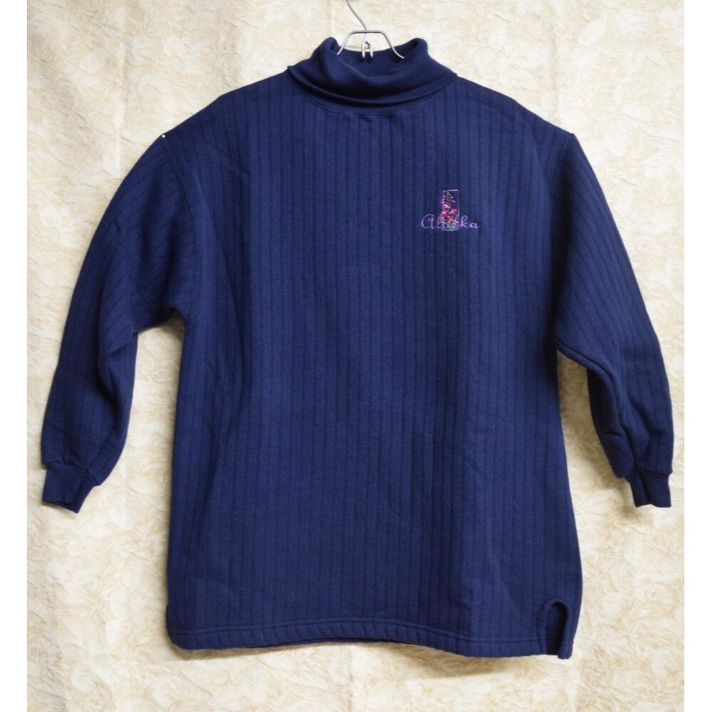 VTG 90s Sz M Grandma Cozycore Sweater Alaska Turtleneck Flower Normcore Oversize